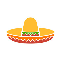 Sombrero / Mexican hat colorful flat icon for apps and websites - obrazy, fototapety, plakaty
