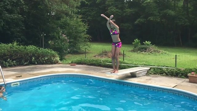 Split after jumping from diving board.