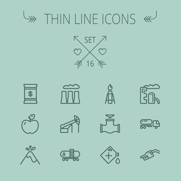 Ecology thin line icon set