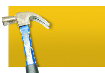 hammer on yellow paper banner