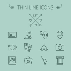 Travel thin line icon set