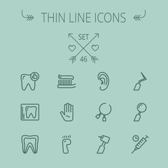 Medicine thin line icon set
