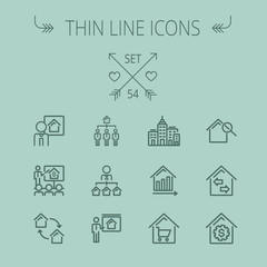 Real Estate thin line icon set