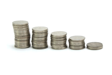 coin stack on white background