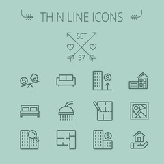 Real Estate thin line icon set