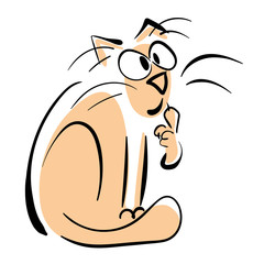 Cat with facial expression. Vector illustration.