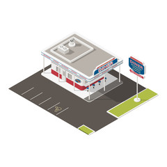 Obraz premium Roadside american diner isometric icons set