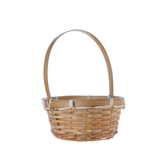 empty wicker basket on white background