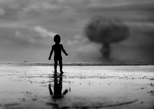 Child looking on nuclear war episode