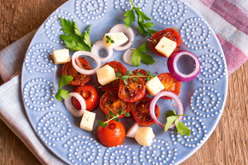 grilled tomatoes, cheese salad