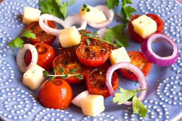 grilled tomatoes, cheese salad
