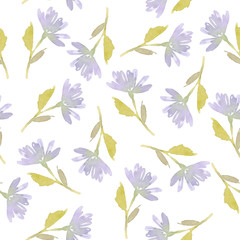 Seamless flowers pattern. Watercolor.
