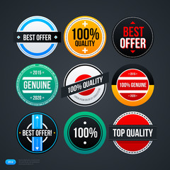 Set of 9 different badges for web. EPS 10