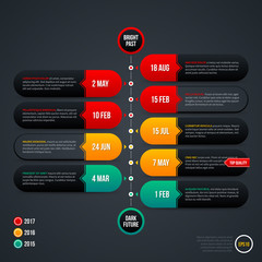 Timeline template on gray background.