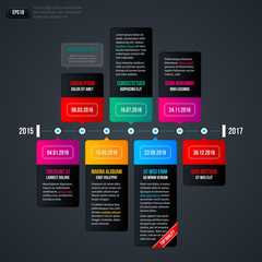 Timeline template on gray background.