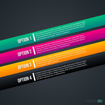 Four colorful diagonal options on gray background.