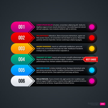 Colorful menu template with six elements. EPS10.