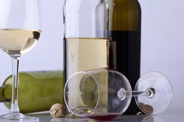 Wine bottles and glasses