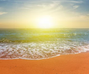Stickers pour porte coucher de soleil sur la baie de la mer