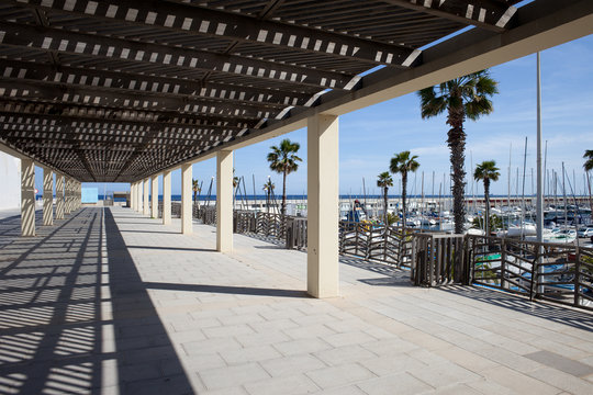 Passageway at Port Olympic in Barcelona