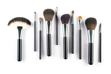 a set of cosmetic brush,  High Angle view, fashion and beauty