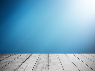 The old wooden floor with river background. river with mountain