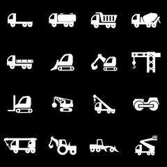 Vector white construction transport icon set