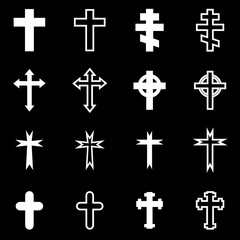 Obraz premium Vector white crosses icon set