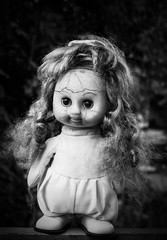 Close up of scary doll face - 88785376