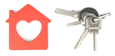 Keys with trinket on light background