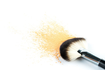 Beige Powder Eyeshadow on a Brush, fashion beauty