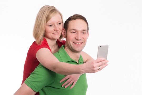 young couple take self-portrait