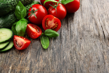 Fresh vegetables on wooden background