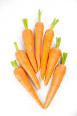 Fresh ripe carrots isolated on white