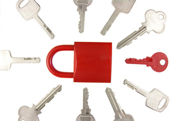 Red lock and keys.