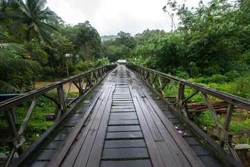 Fototapeta premium Wooden road to the Annah Rais Longhouses
