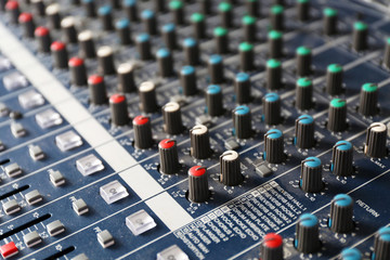 sound music mixer control panel close up