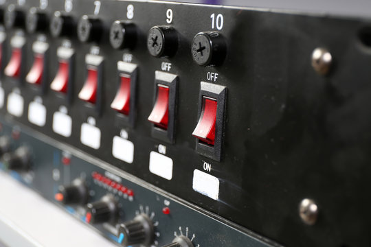 sound music mixer control panel close up