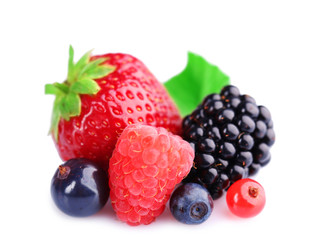 Group of fresh berries isolated on white