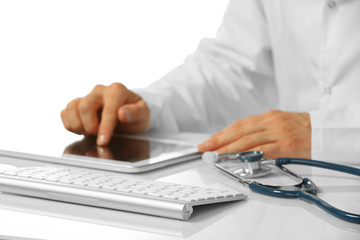 Fototapeta premium Doctor working at table close up