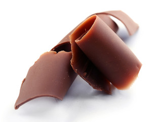 Chocolate curls isolated on white