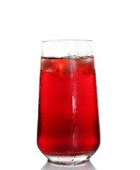 Glass of cherry juice isolated on white