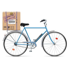 Fototapeta na wymiar Vector Delivery Bicycle with Carton Box