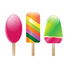 fruit ice cream, bright colors, vector, allyustration