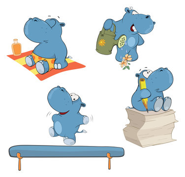 A set of hippos cartoon