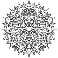 Ornament black white card with mandala.