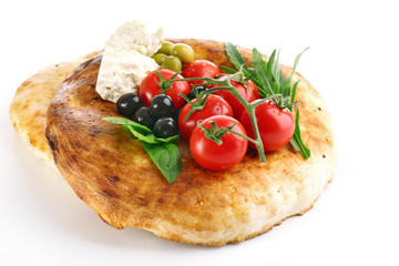 Ingredients of Mediterranean cuisine, isolated on white