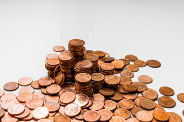 銅貨のコインの山 タイバーツ/サタン