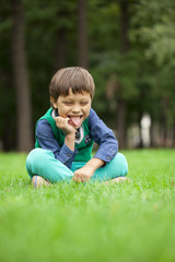 Closeup portrait of beautiful little boy