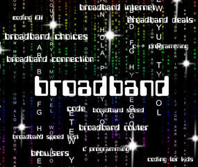 Fototapeta premium Broadband Word Shows World Wide Web And Computing